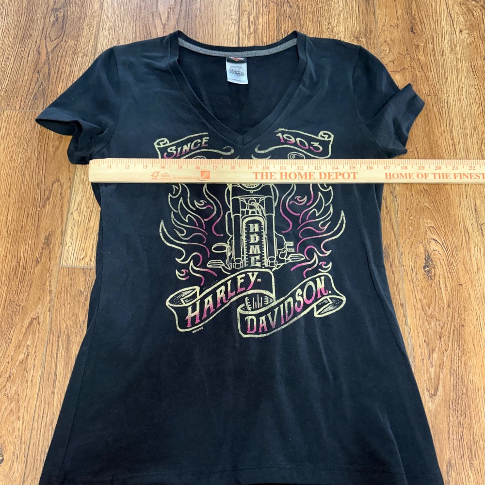 Harley Davidson Black Mad River Sandusky Ohio Moon Graphic T-Shirt Womens M - Picture 5 of 9